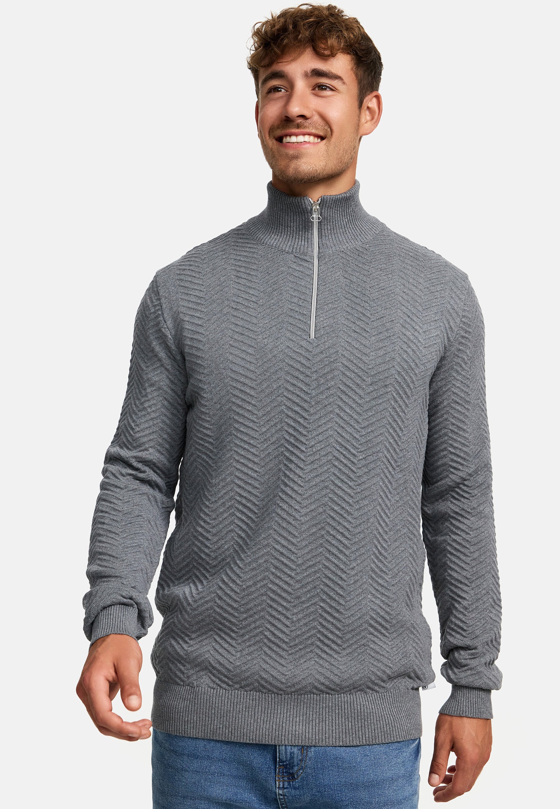 Strickpullover KSCarlo Half-Zip Lt Grey