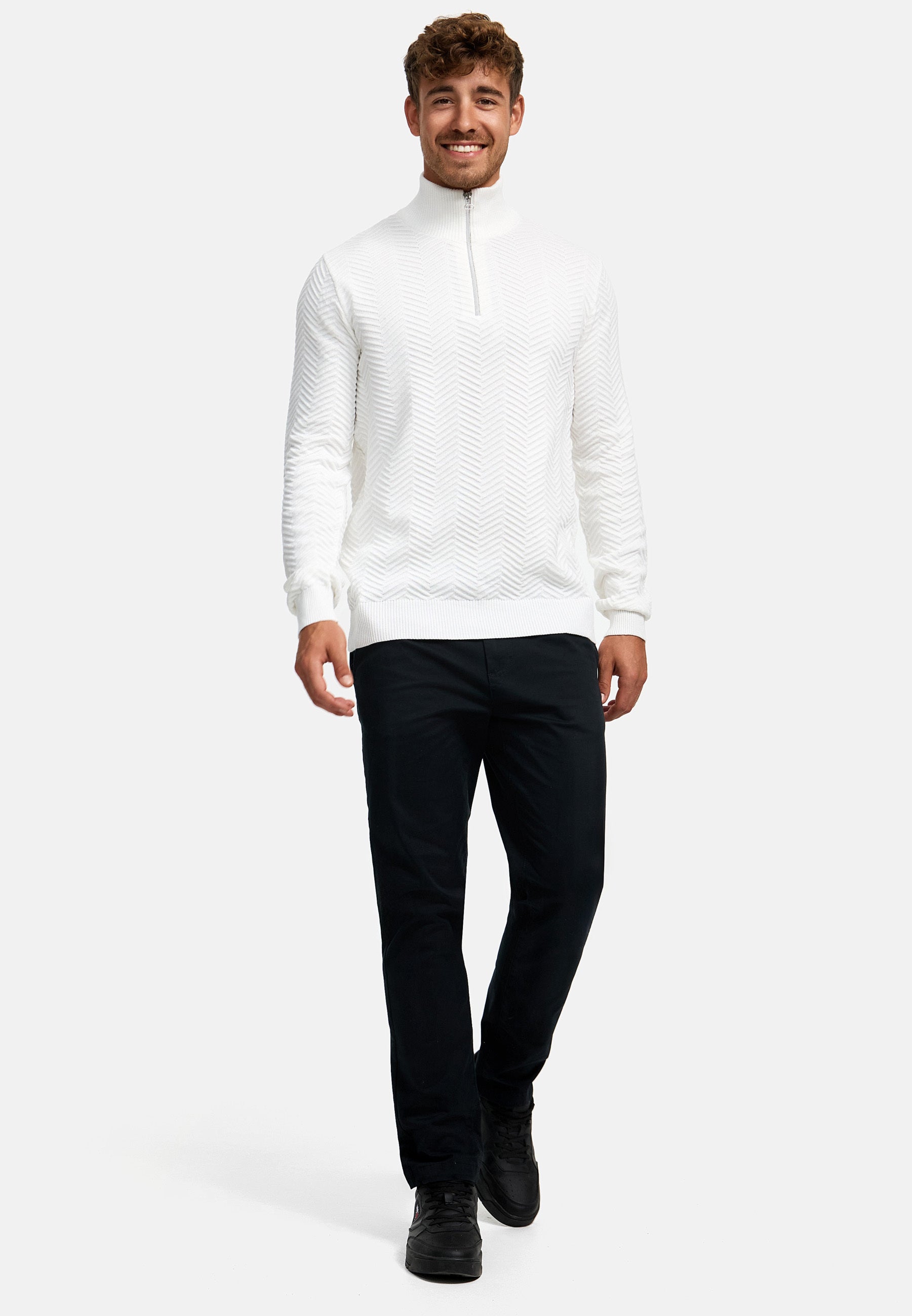 Strickpullover KSCarlo Half-Zip Snow White