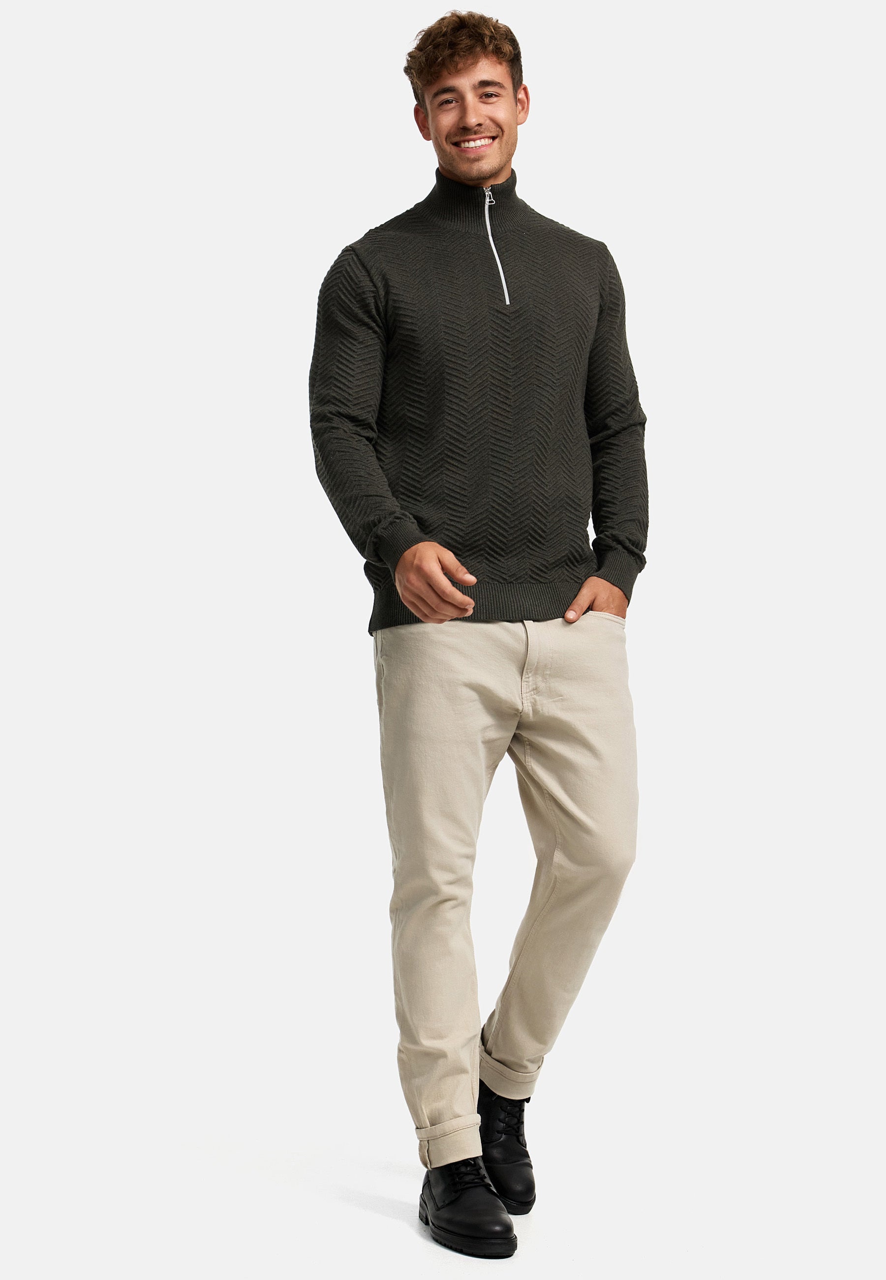 Strickpullover KSCarlo Half-Zip Army