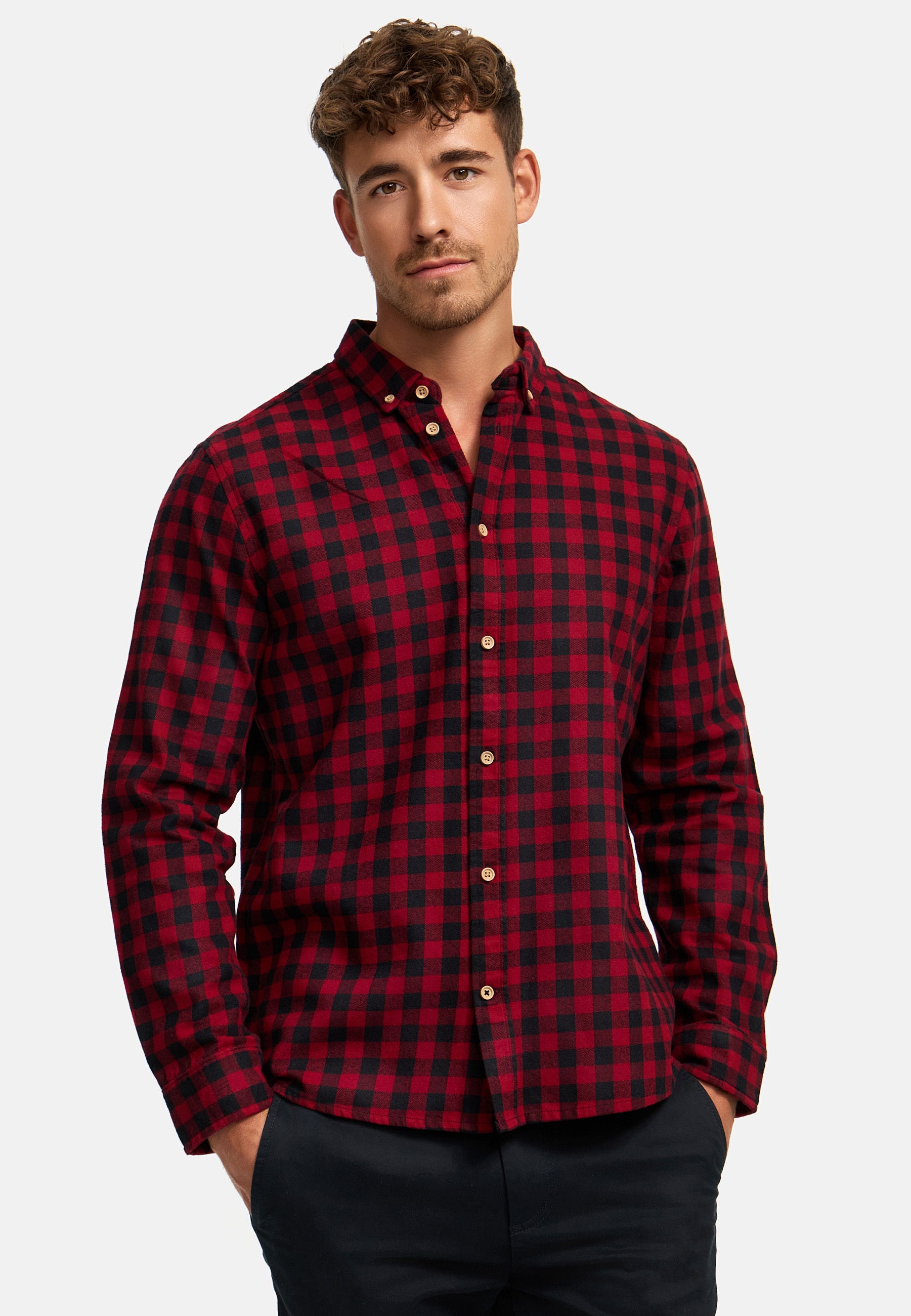 Hemd Langarm KSJohan Check Fiery Red