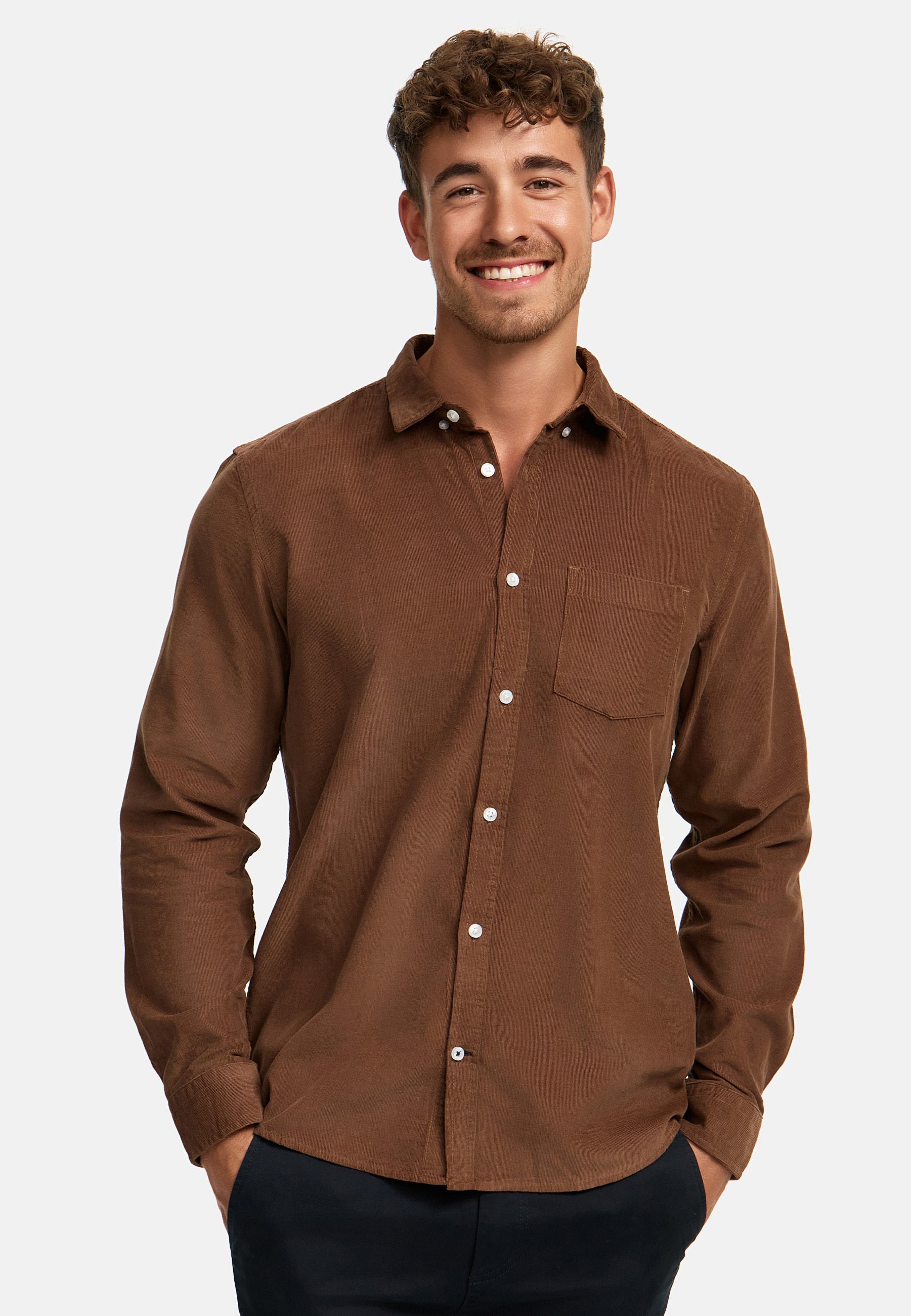 Hemd Langarm KSJohan Corduroy Raw Umber