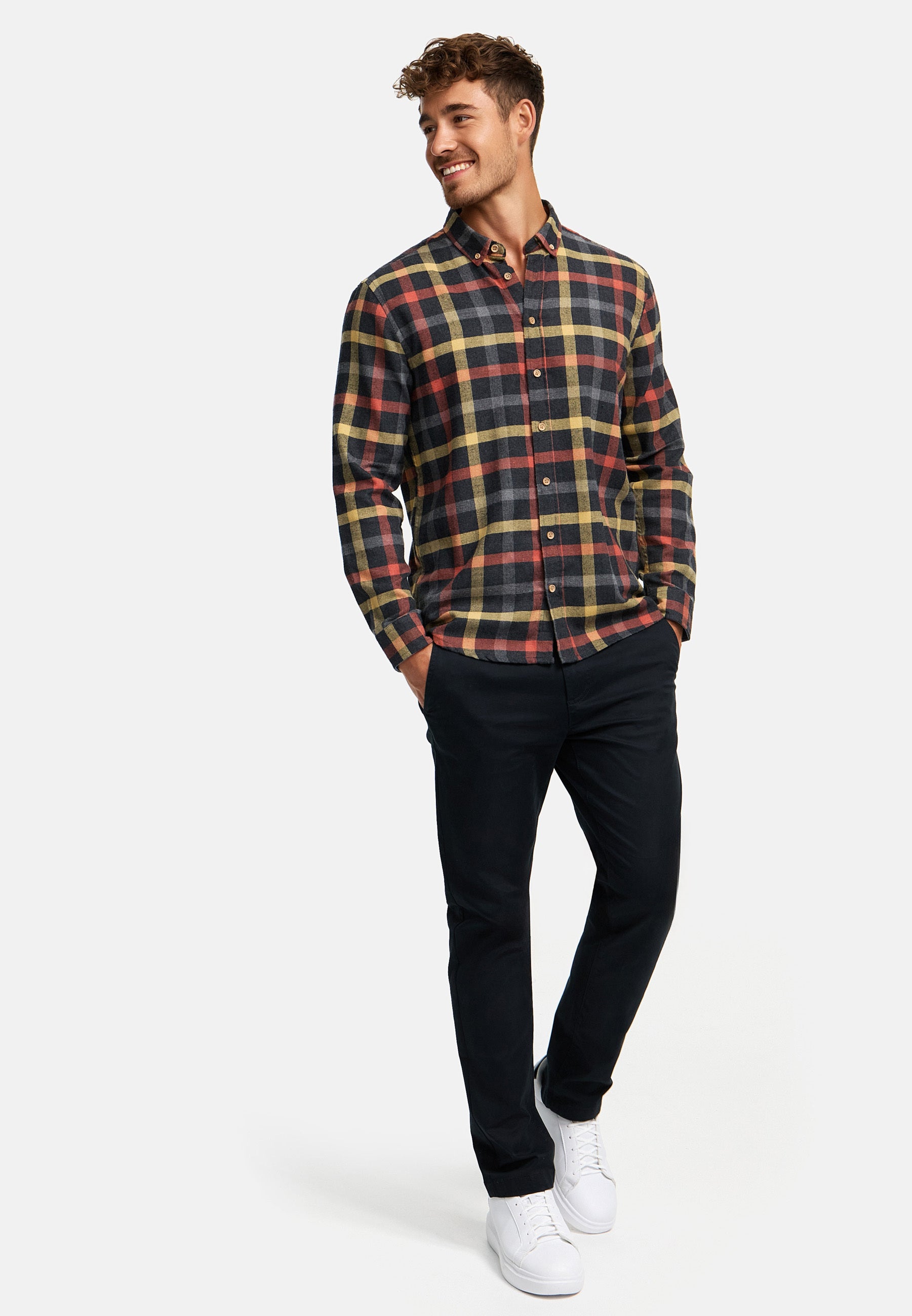 Hemd Langarm KSDean Check Pale Banana