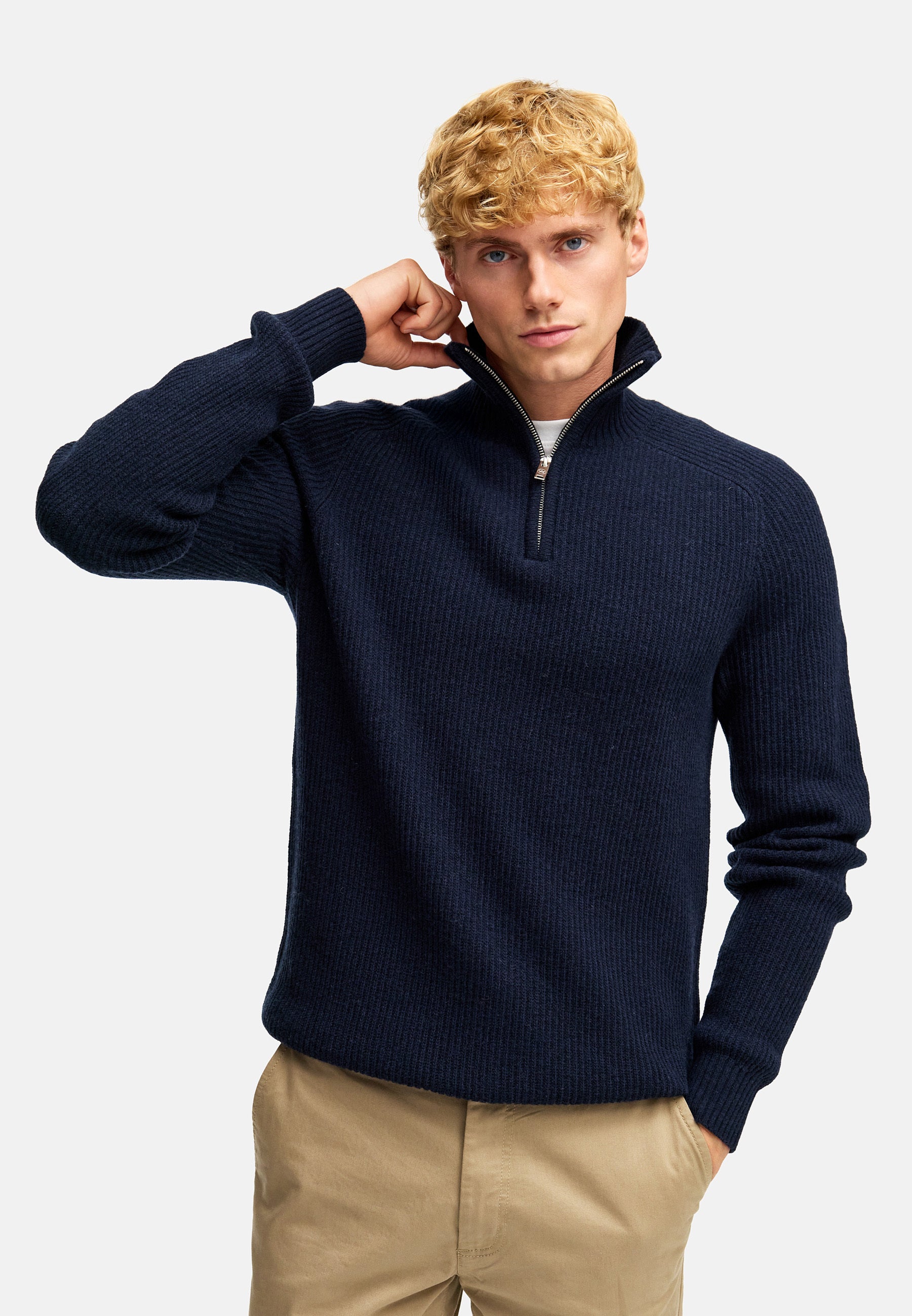 Strickpullover KSDorsey half zip knit Sky Captain