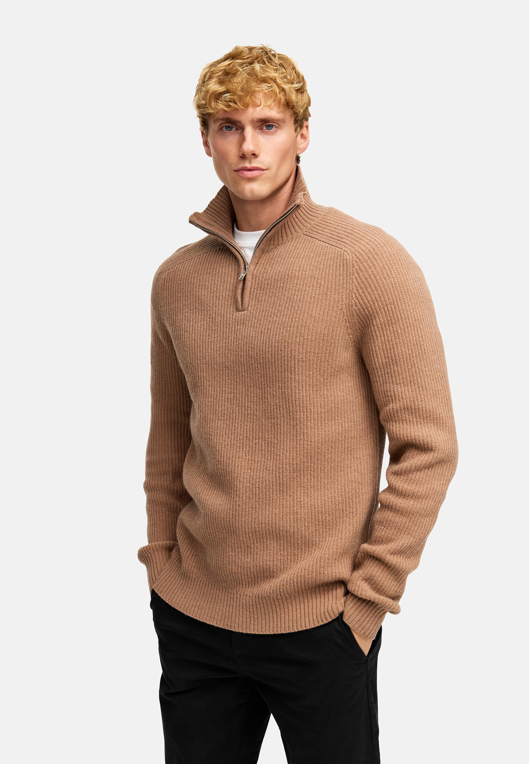 Strickpullover KSDorsey half zip knit Wood smoke
