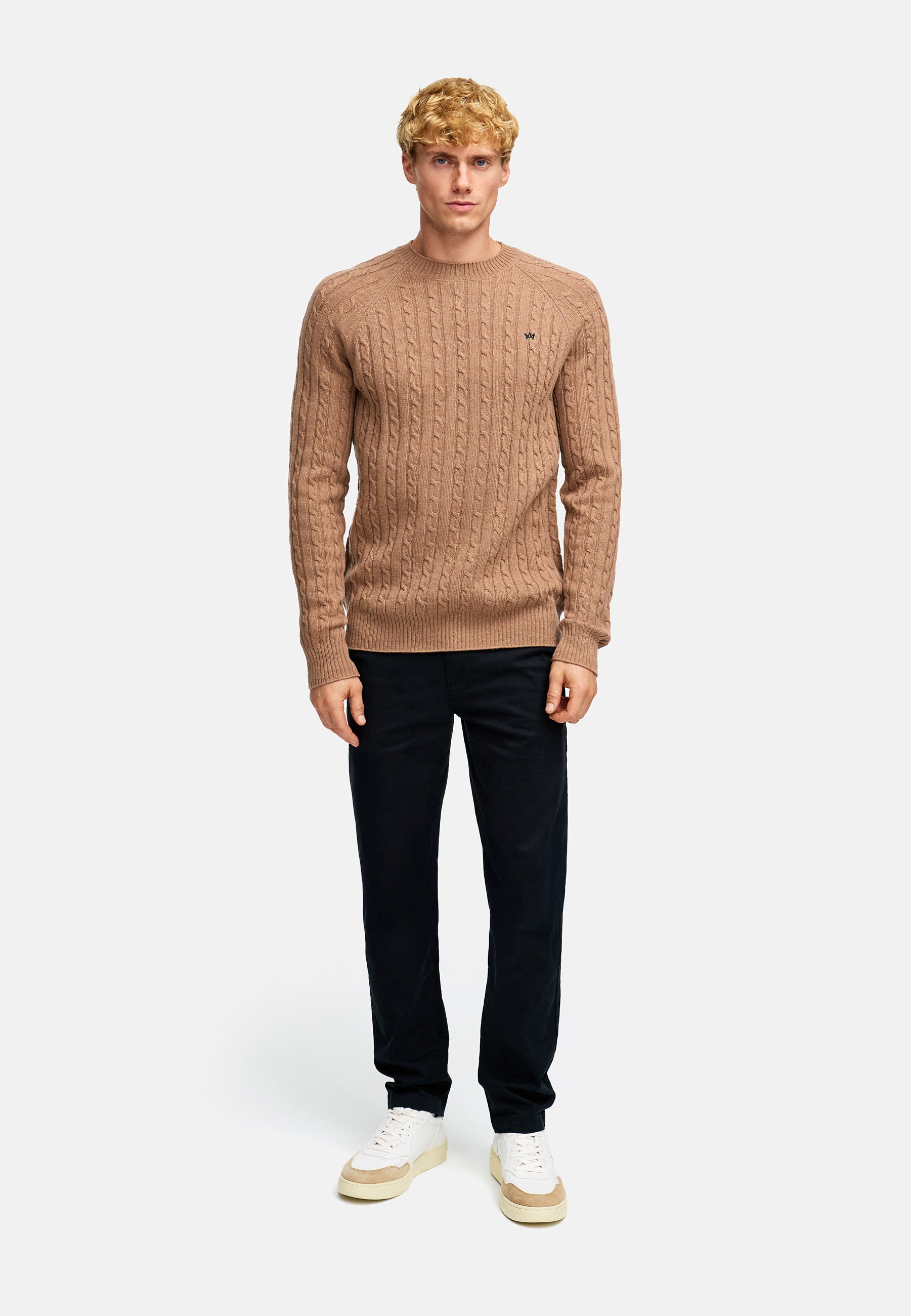 Strickpullover KSFlynn cabel crew neck knit Wood smoke