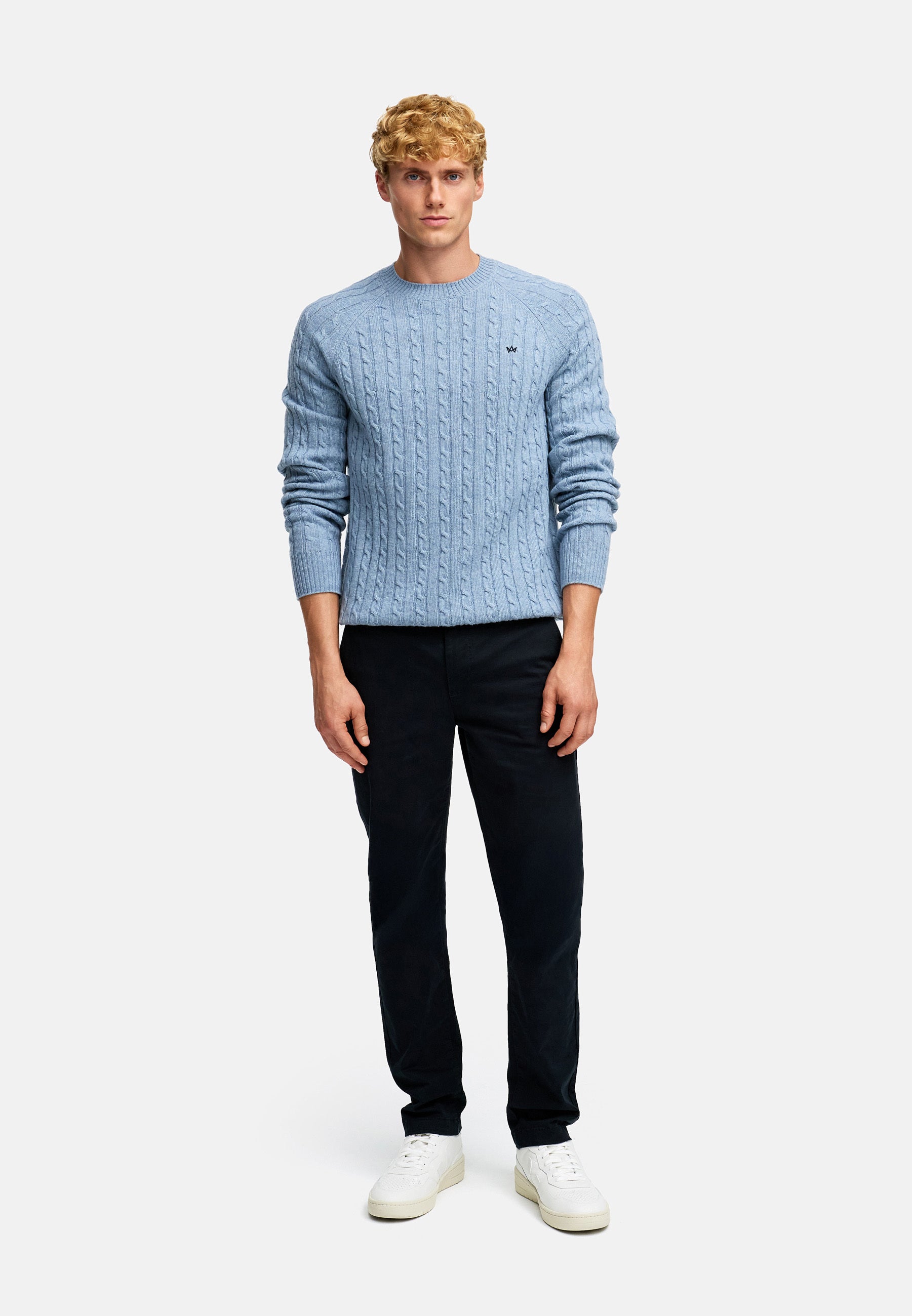 Strickpullover KSFlynn cabel crew neck knit Blue Shadow Mix