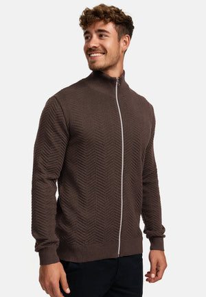 Strickjacke KSCarlo Zip Chocolate Plum Mix Produktbild