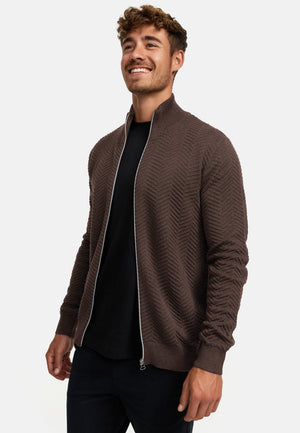 Strickjacke KSCarlo Zip Chocolate Plum Mix Produktbild