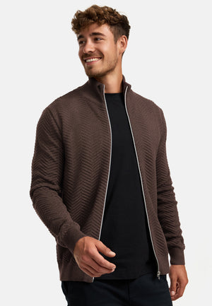 Strickjacke KSCarlo Zip Chocolate Plum Mix Produktbild