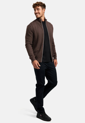 Strickjacke KSCarlo Zip Chocolate Plum Mix Produktbild