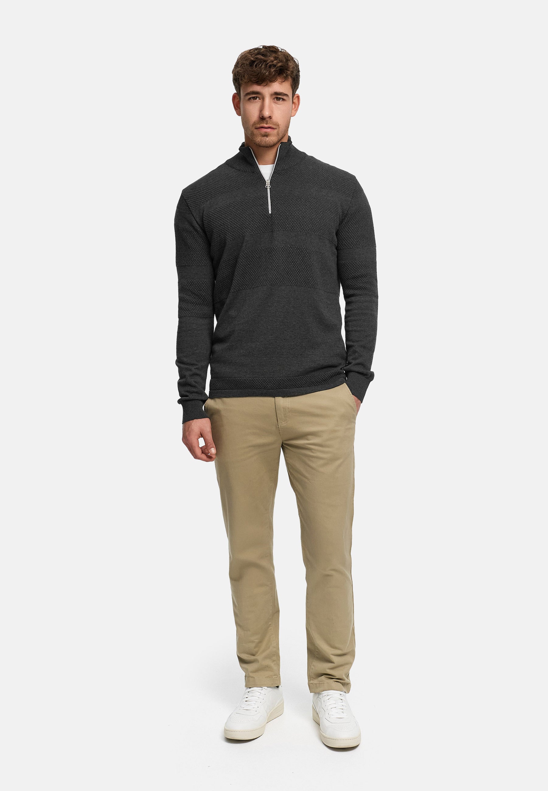 Strickpullover KSHannes Half-Zip Charcoal Mix