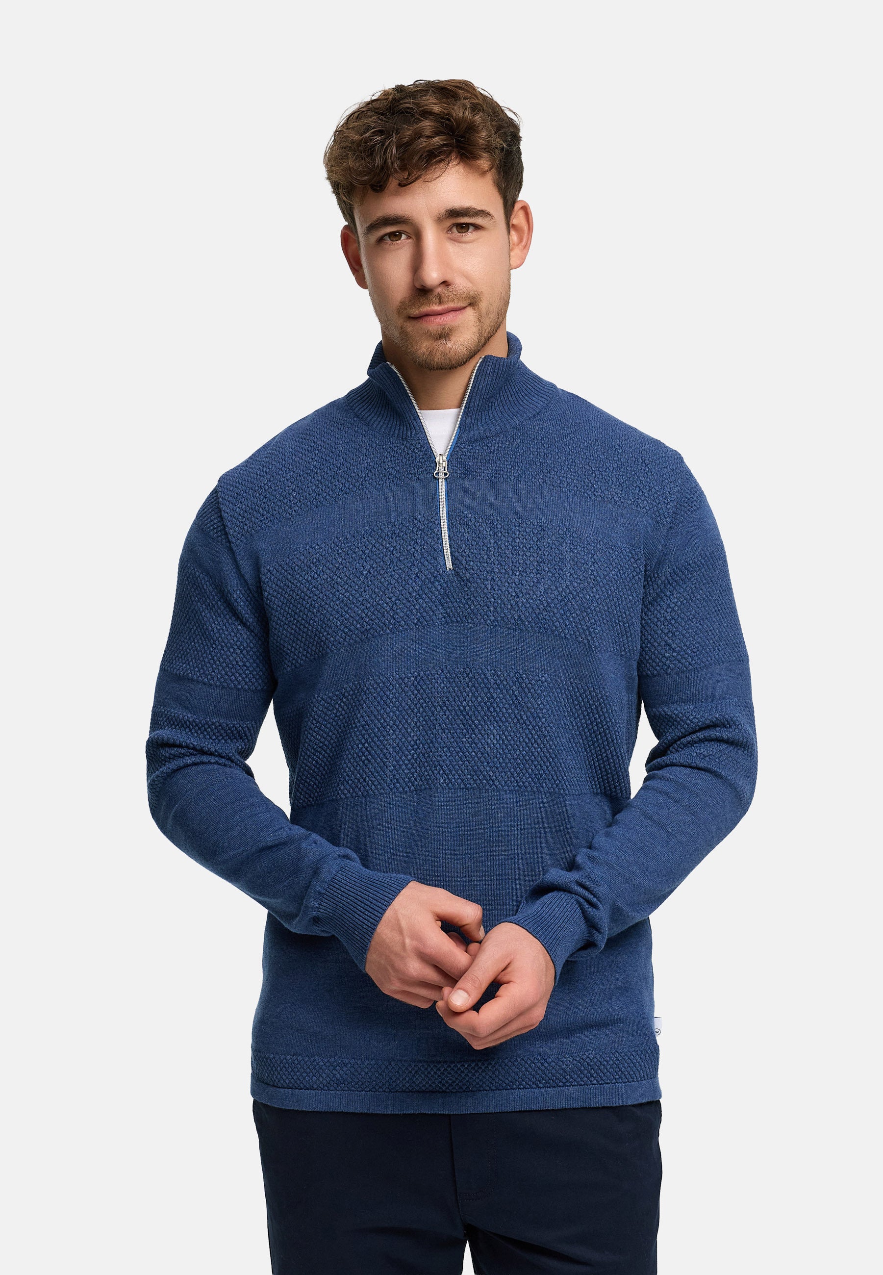 Strickpullover KSHannes Half-Zip Federal Blue mix