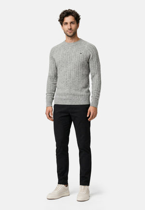 Strickpullover KSFlynn Strick Crew Neck Lt Grey Mix Produktbild