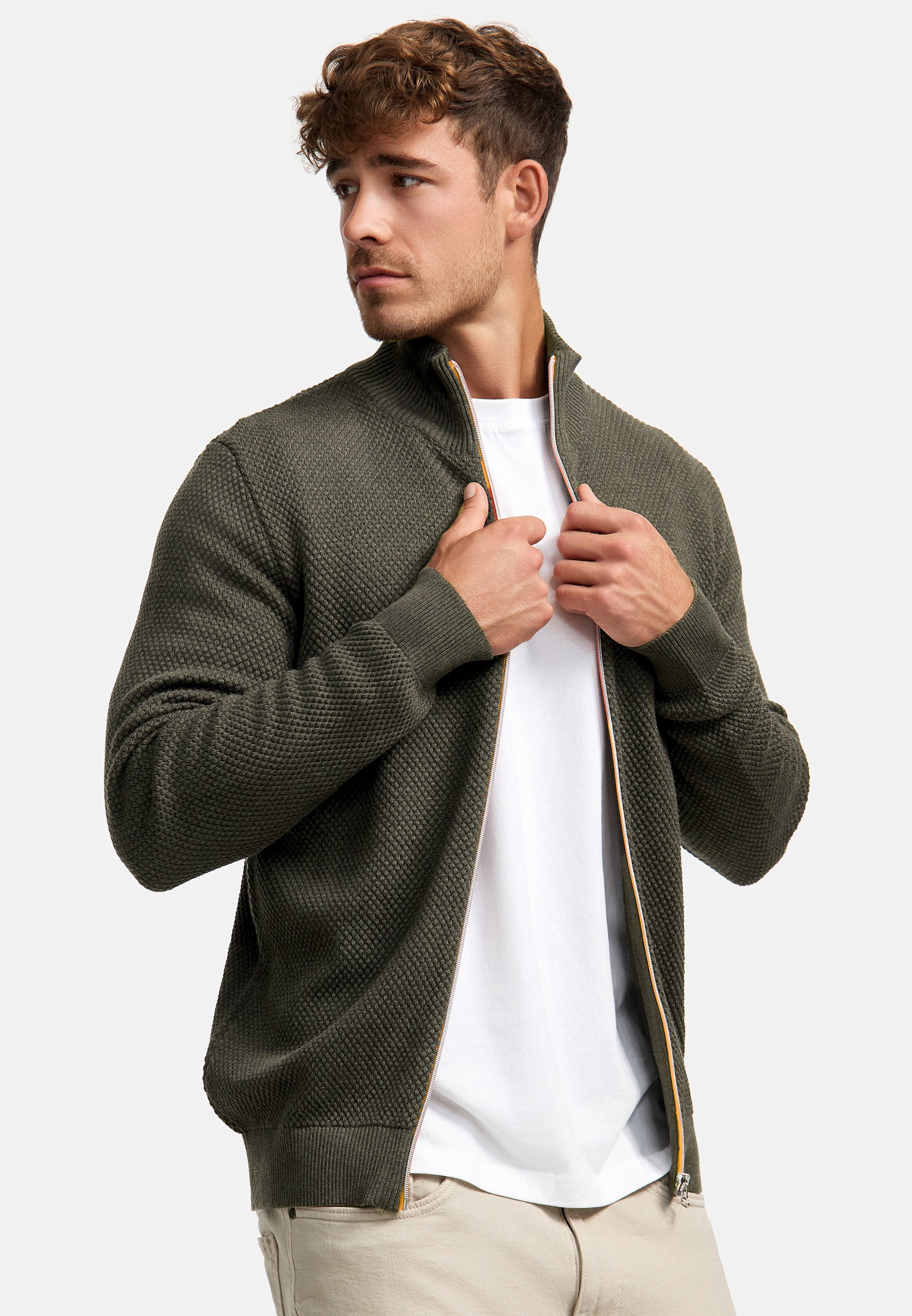 Strickjacke KSErik Zip Army Mix Produktbild