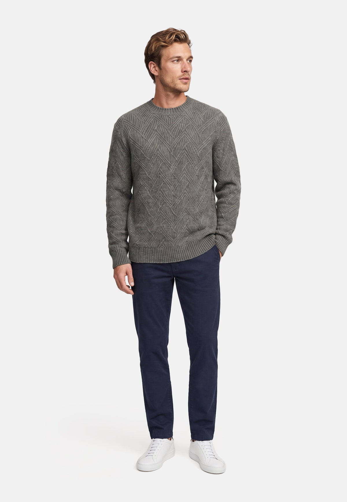 Pull en maille KSPollard col rond chiné pierre foncée