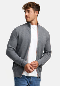 Strickjacke KSErik Zip Lt Grey Mix