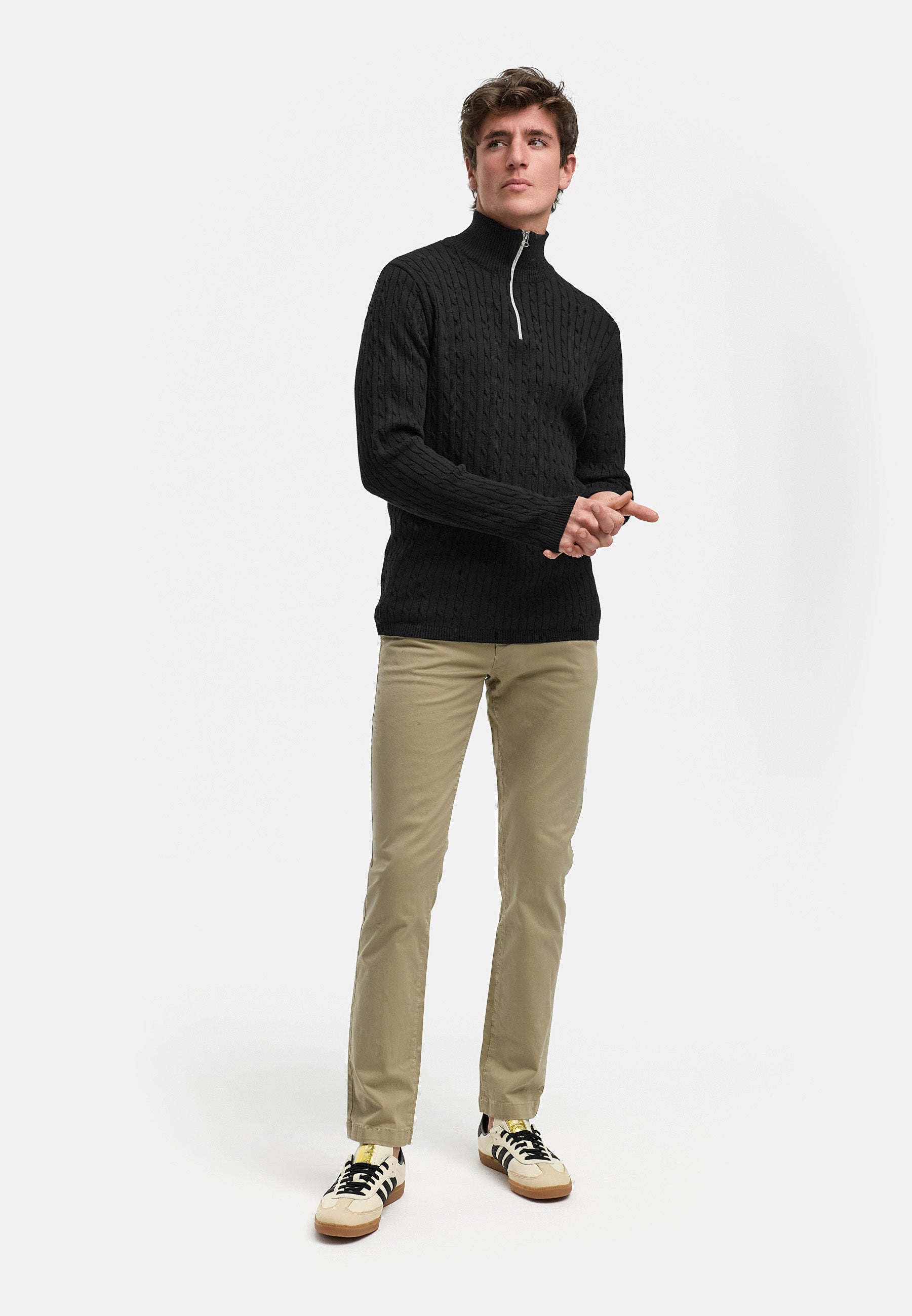 Strickpullover KSCable Half-Zip Black