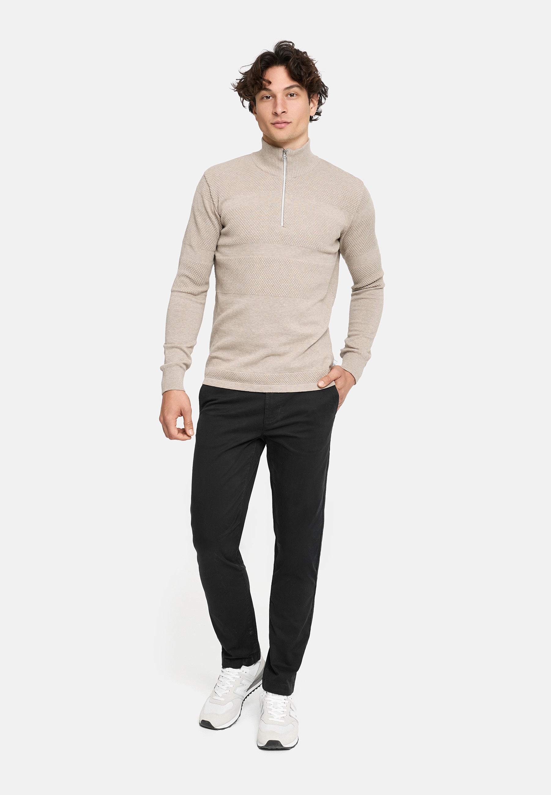 Strickpullover KSHannes Half-Zip Sand mix