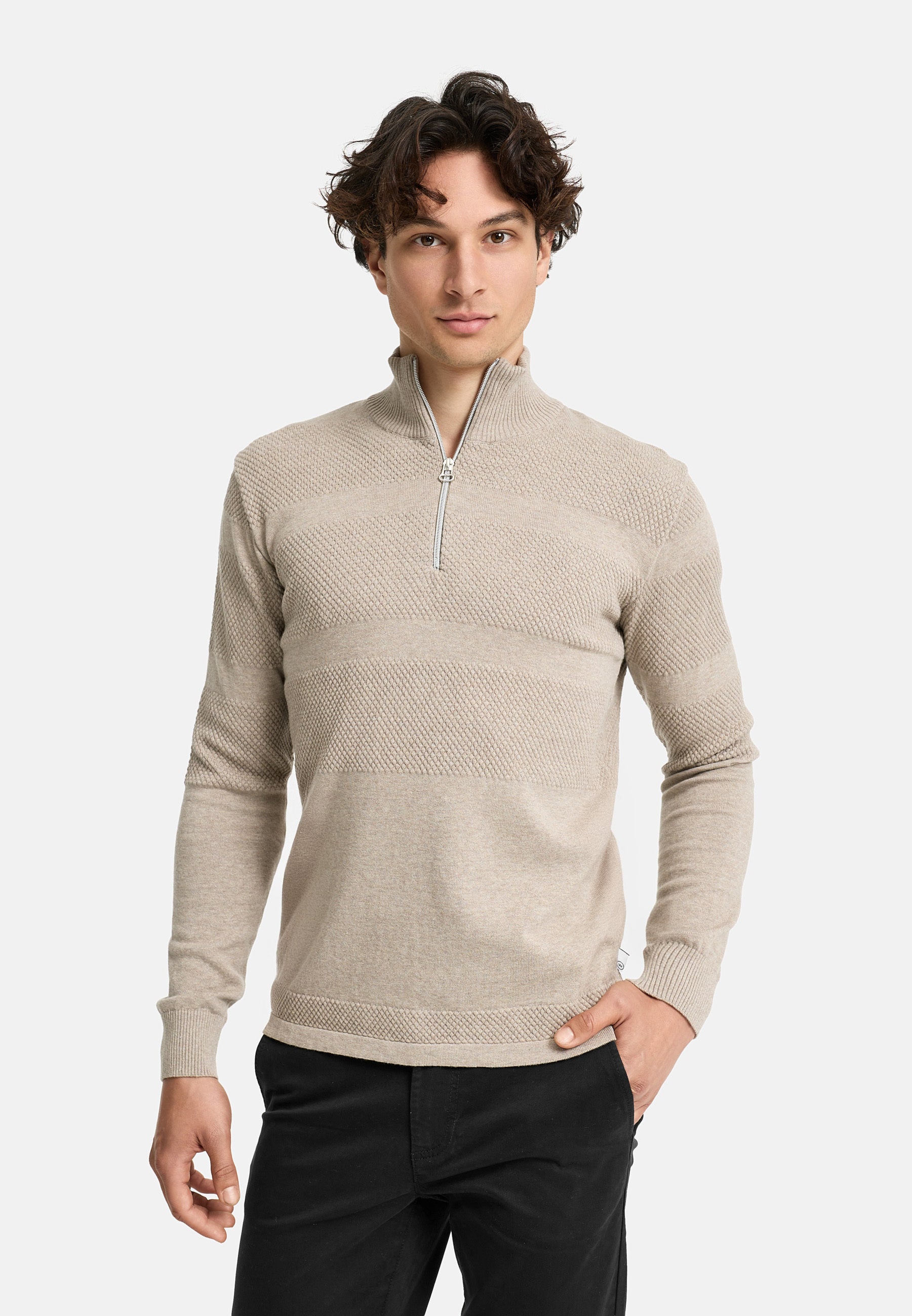 Strickpullover KSHannes Half-Zip Sand mix