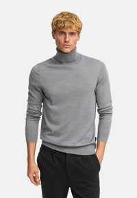 Langarmshirt Rollkragen KSJohannes Merino Strick Lt Grey Mix