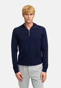 Strickpullover KSJohannes Merino Strick Half Zip Sky Captain