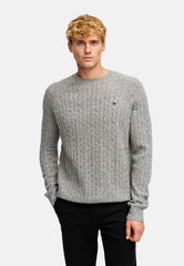 Strickpullover KSFlynn cabel crew neck knit Lt Grey Mix