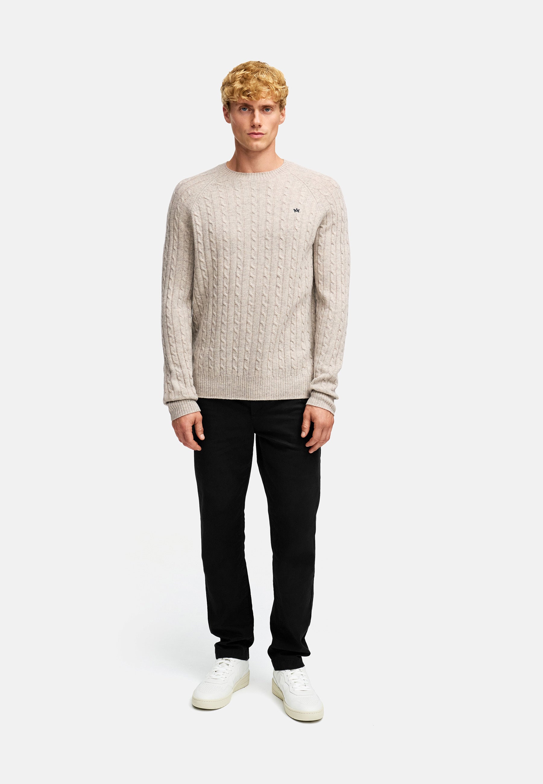 Strickpullover KSFlynn cabel crew neck knit Stone mix