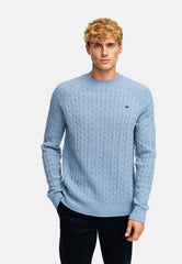 Strickpullover KSFlynn cabel crew neck knit Blue Shadow Mix