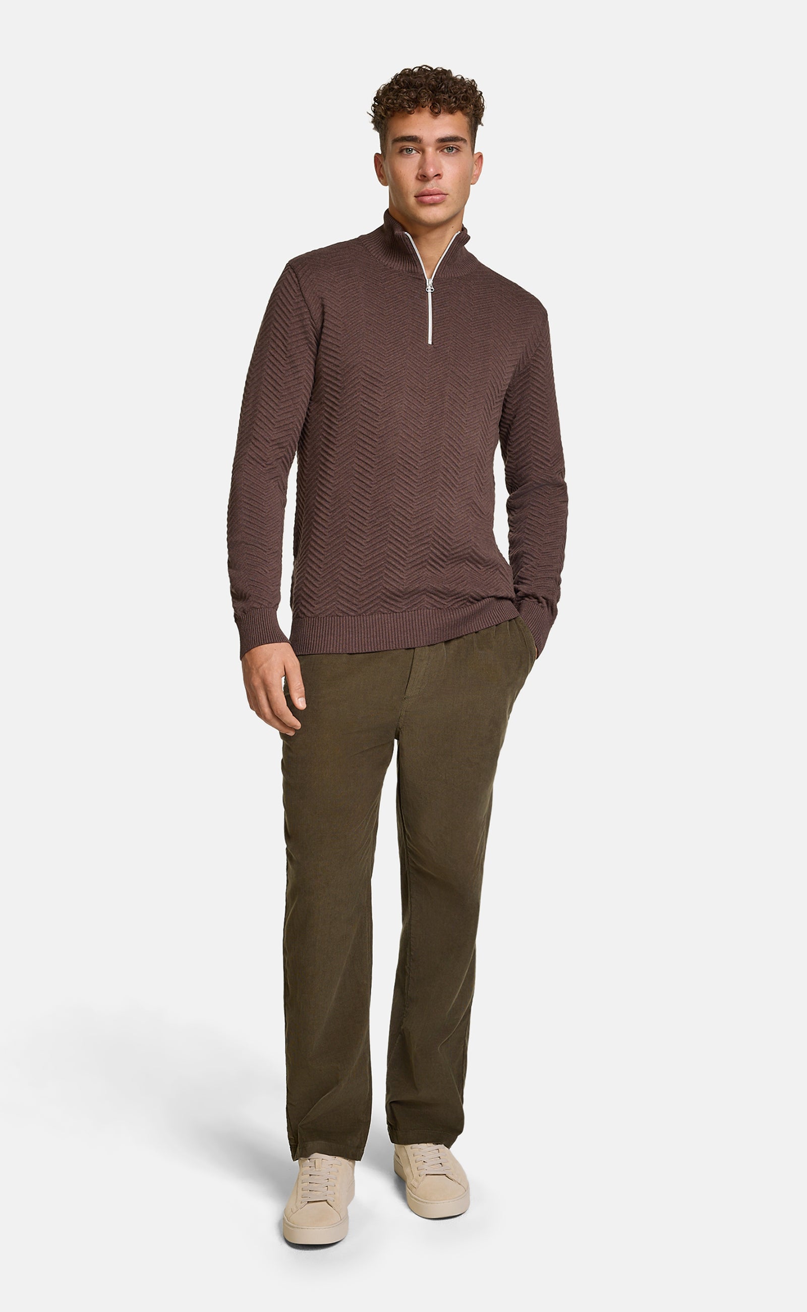 Strickpullover KSCarlo Half-Zip Chocolate Plum Mix