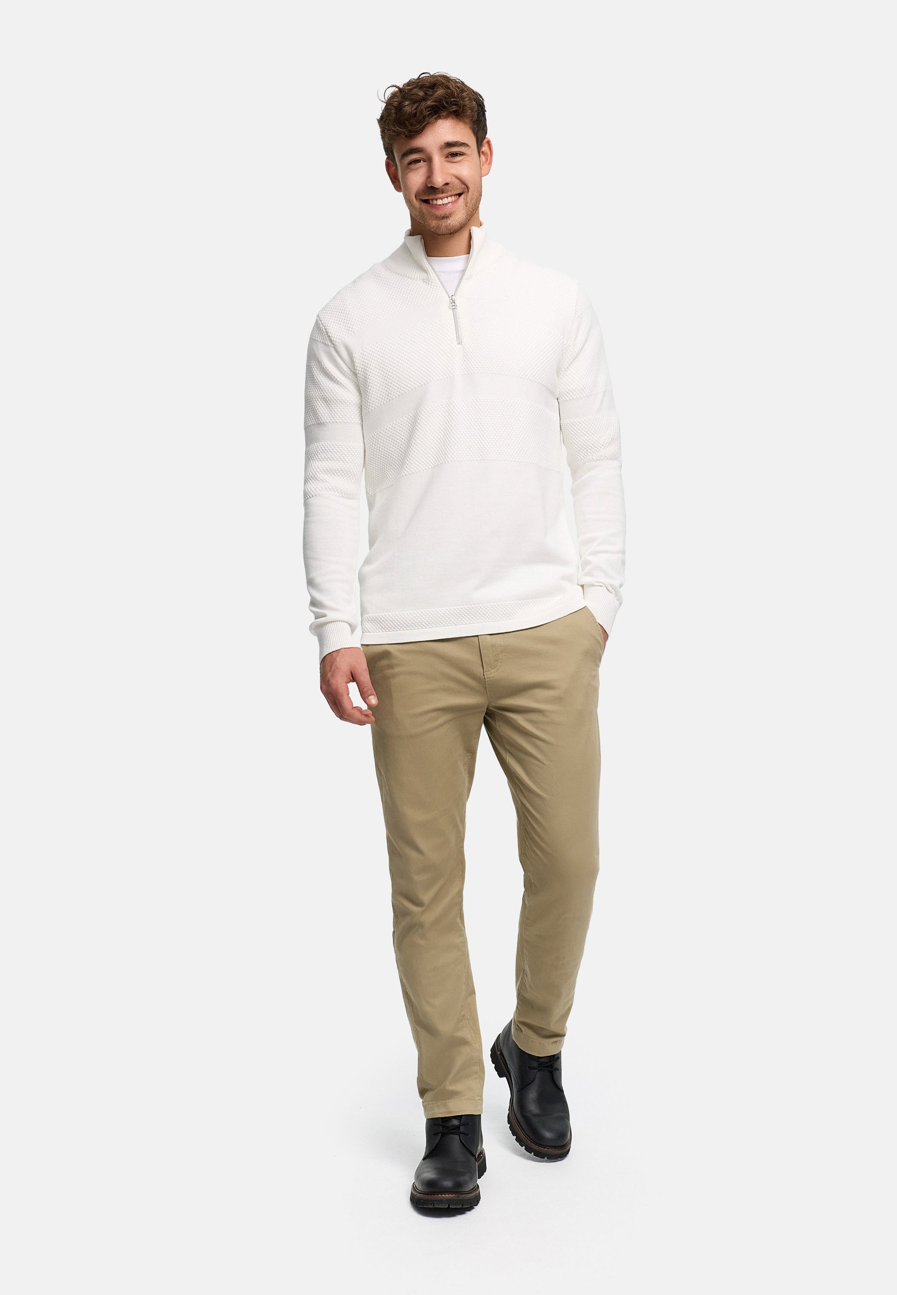Strickpullover KSHannes Half-Zip Snow White