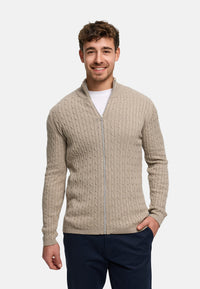 Strickjacke KSCable Zip Beige Mix