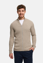Strickjacke KSCable Zip Beige Mix