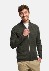 Strickjacke KSCable Zip Army Mix