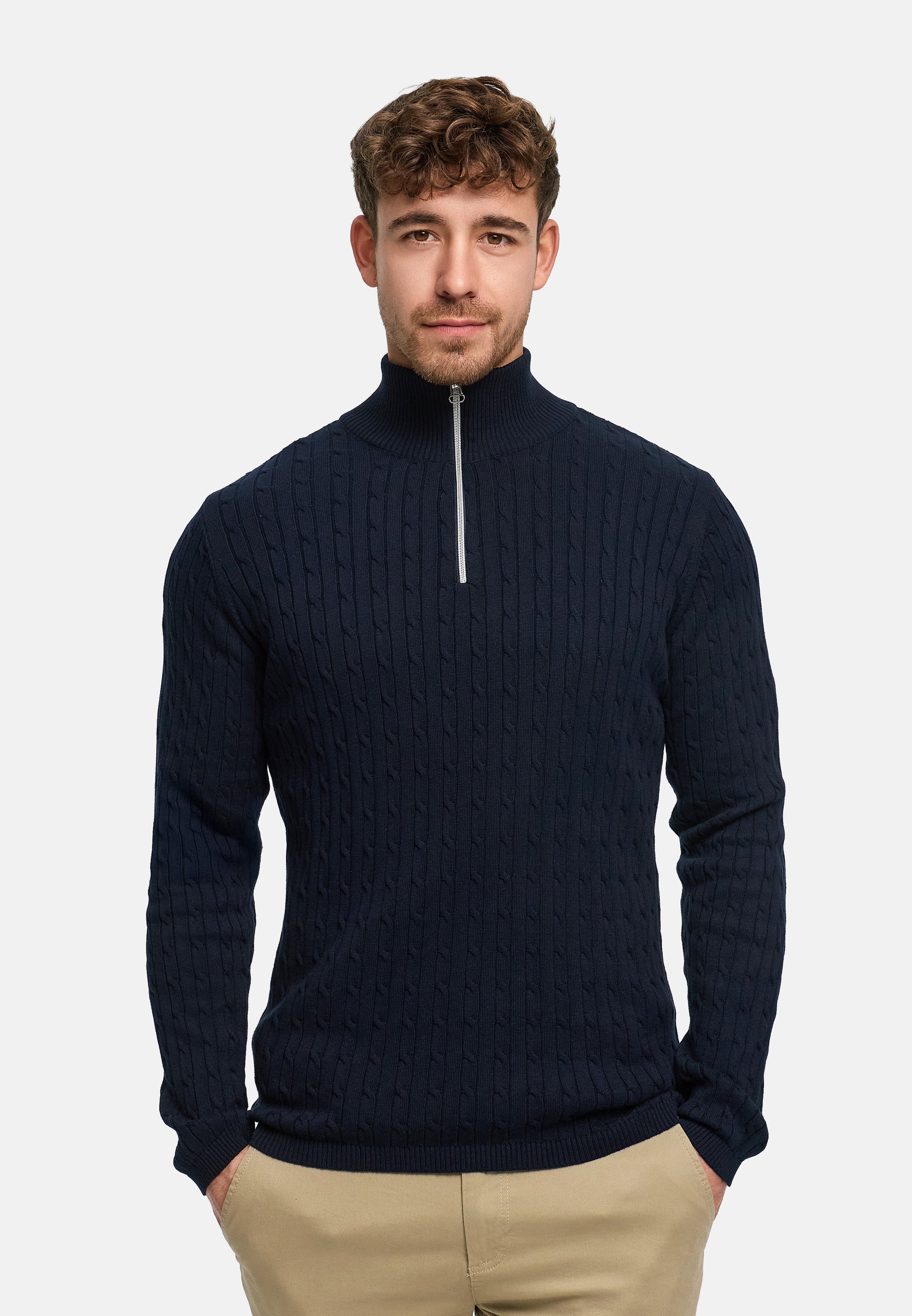 Strickpullover KSCable Half-Zip Sky Captain