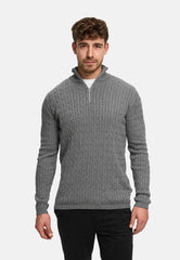 Strickpullover KSCable Half-Zip Lt Grey Mix