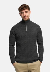Strickpullover KSCable Half-Zip Charcoal Mix