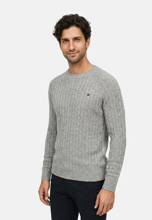 Strickpullover KSFlynn Strick Crew Neck Lt Grey Mix Produktbild