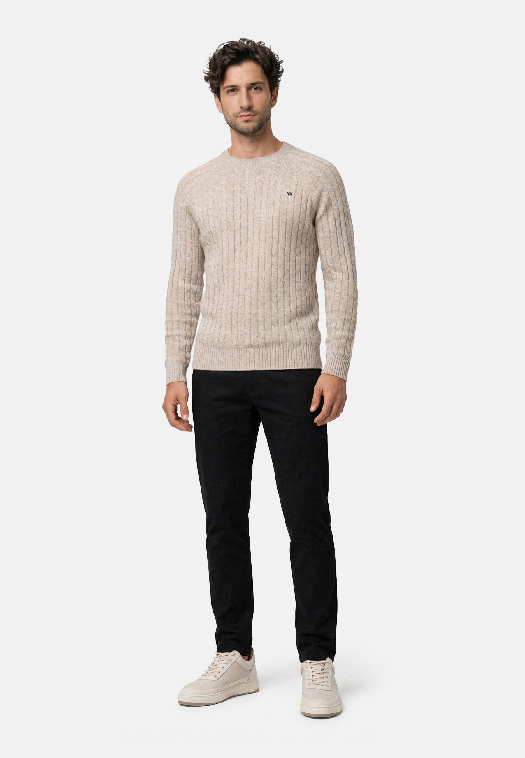 Strickpullover KSFlynn cabel crew neck knit Stone mix