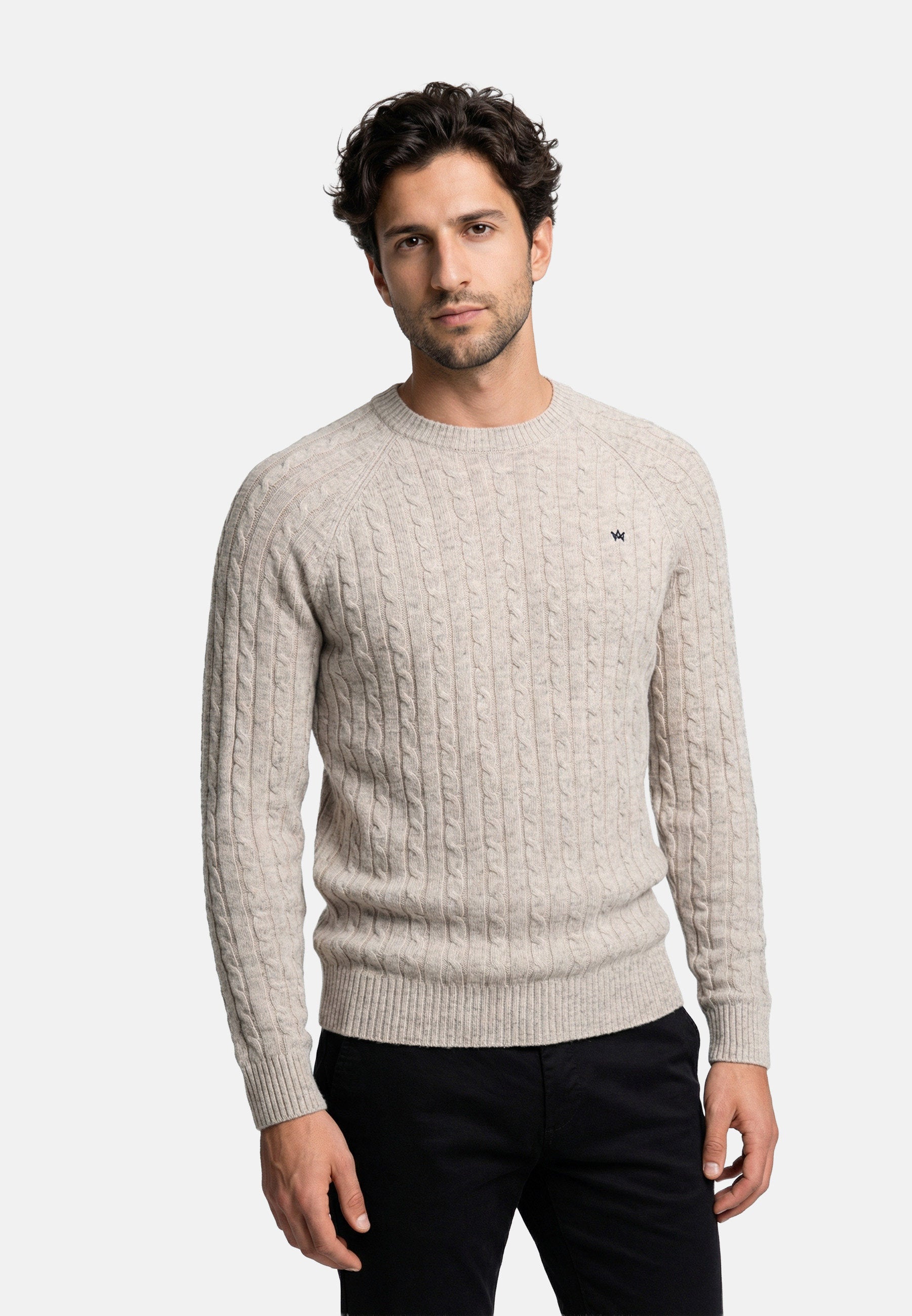 Strickpullover KSFlynn cabel crew neck knit Stone mix