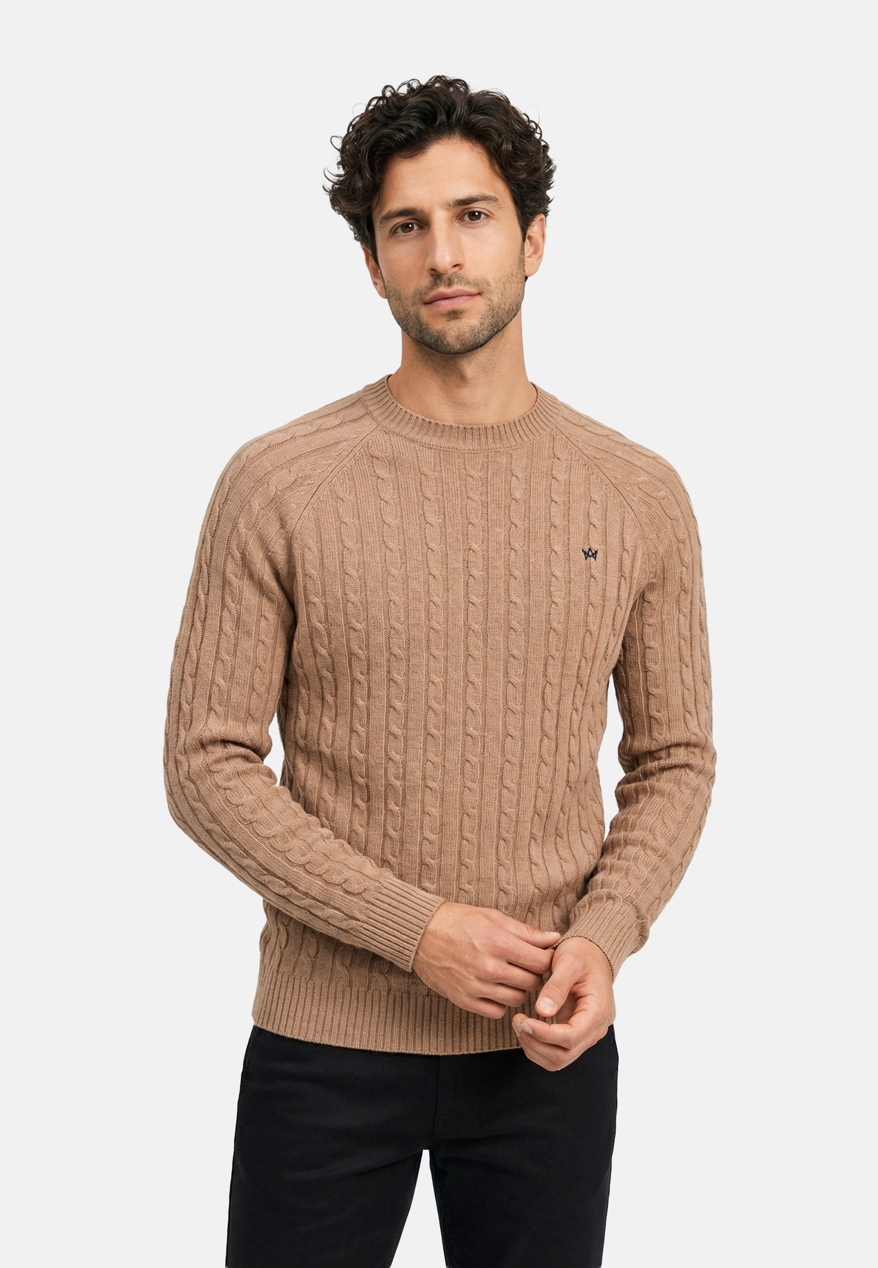 Strickpullover KSFlynn cabel crew neck knit Wood smoke
