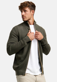 Strickjacke KSErik Zip Army Mix